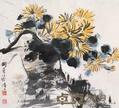 刘旦宅 菊石图 镜心 38×41cm